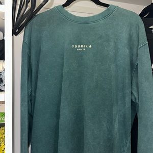 YOUNG LA long sleeve green wash tee XL